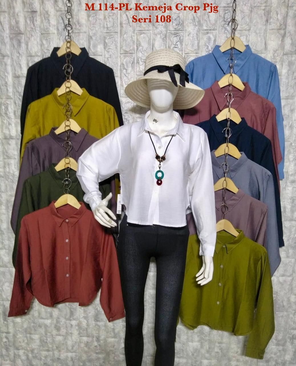M 114-PL Kemeja Crop Pjg