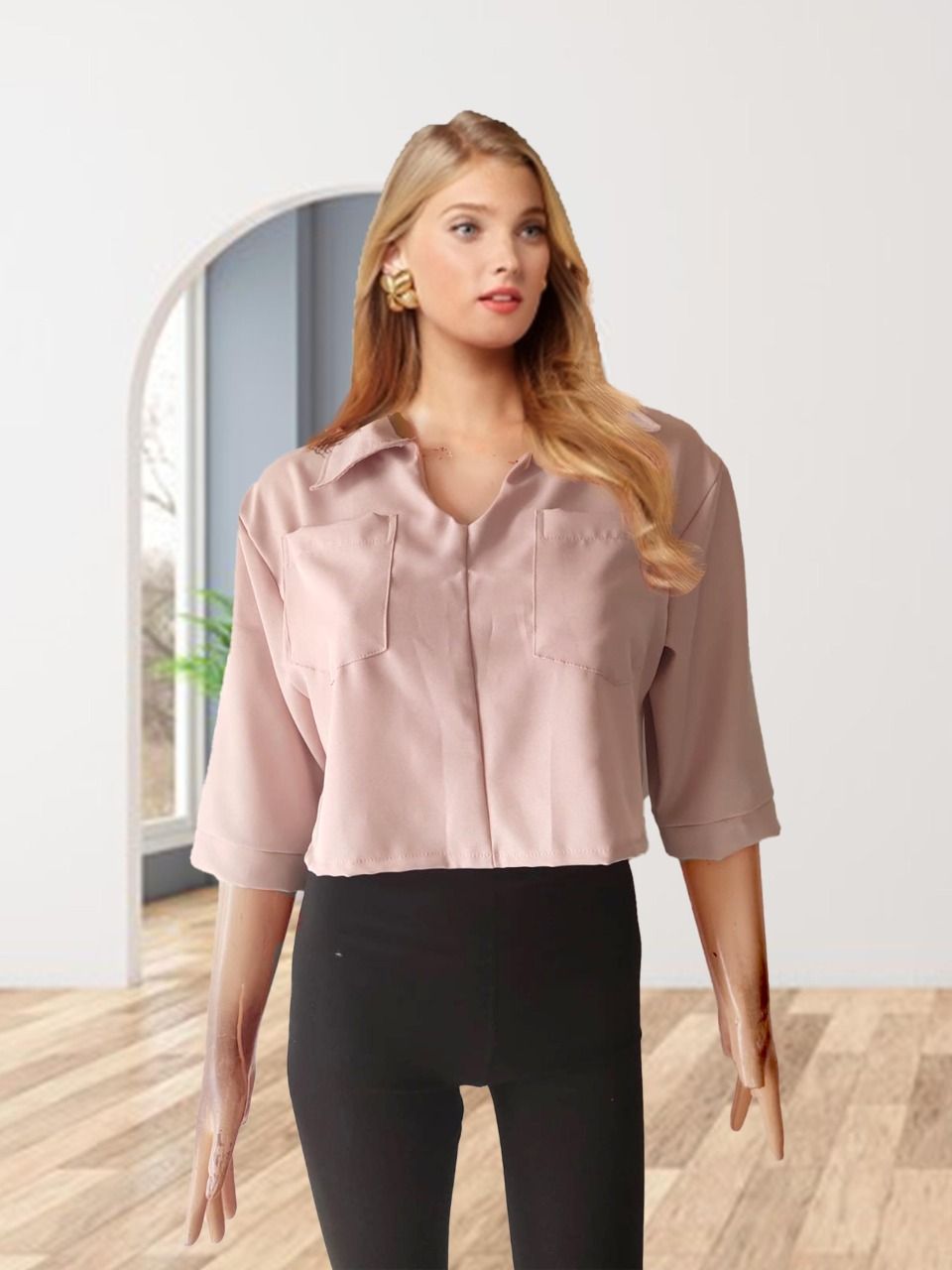 M 63 Blus Krah Ktg Crop 3/4