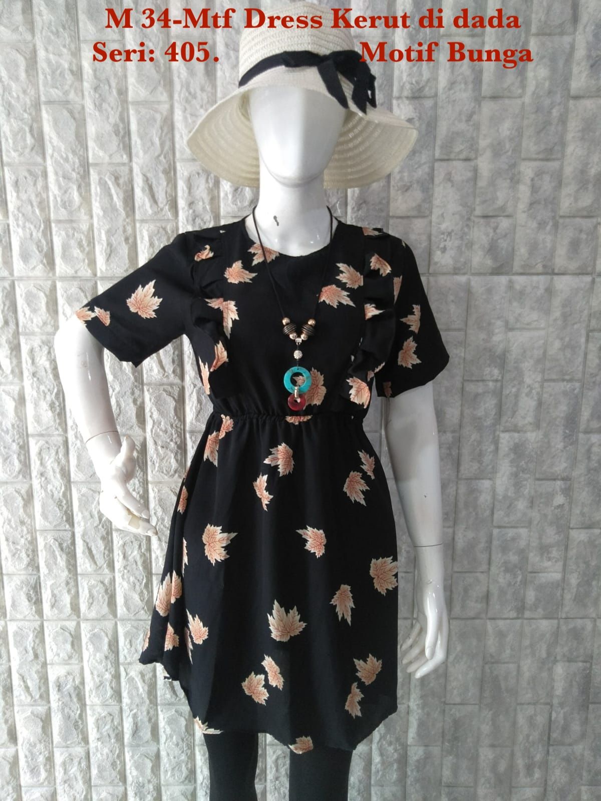 M 34-Mtf Dress Kerut di dada