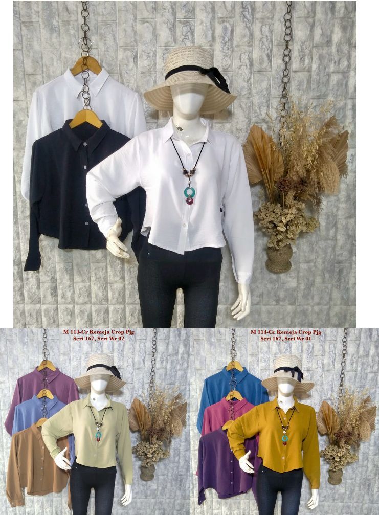 M 114-Cr Kemeja Crop Pjg